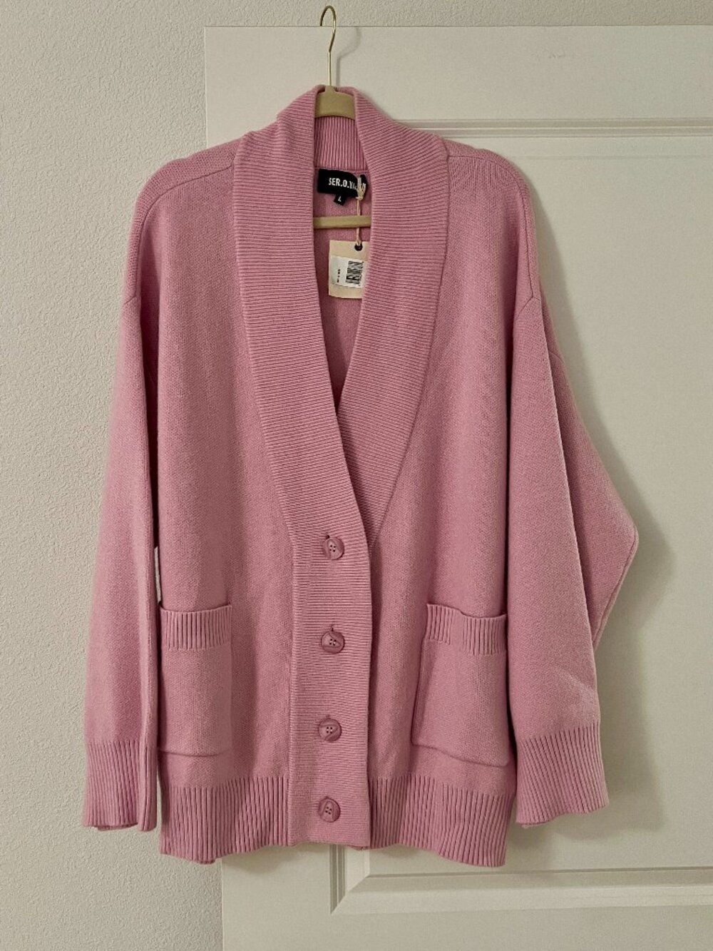 Seroya 'Carley' Cardigan Sweater in Pastel Baby Pink, NEW
